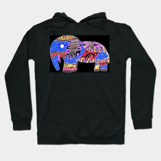 blue mexican totonac elephant in ecopop pattern arts Hoodie